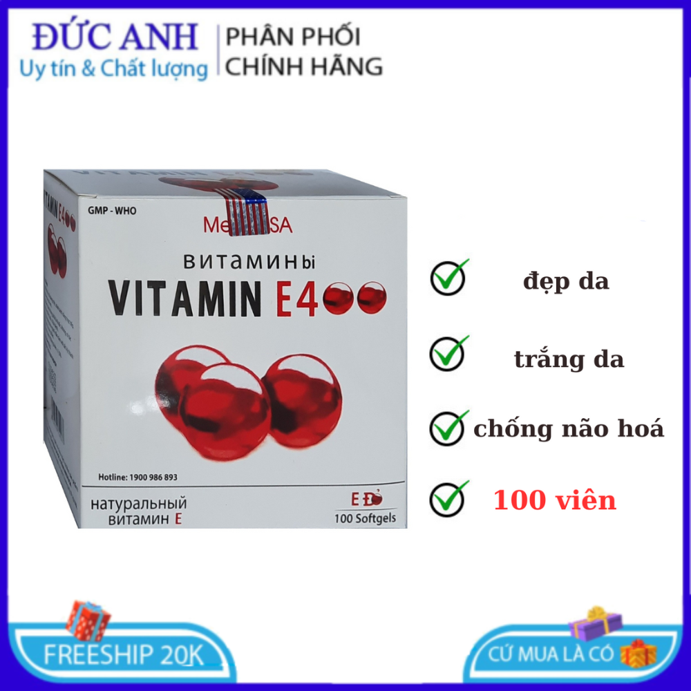 vitamin E nha đam 400mg giúp da khỏe đẹp chống lão hóa HỘP