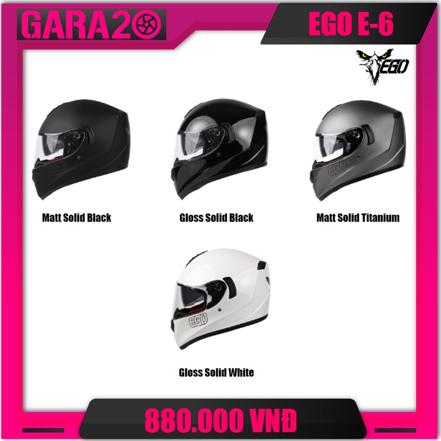 MŨ BẢO HIỂM FULLFACE EGO E-6 - GARA20