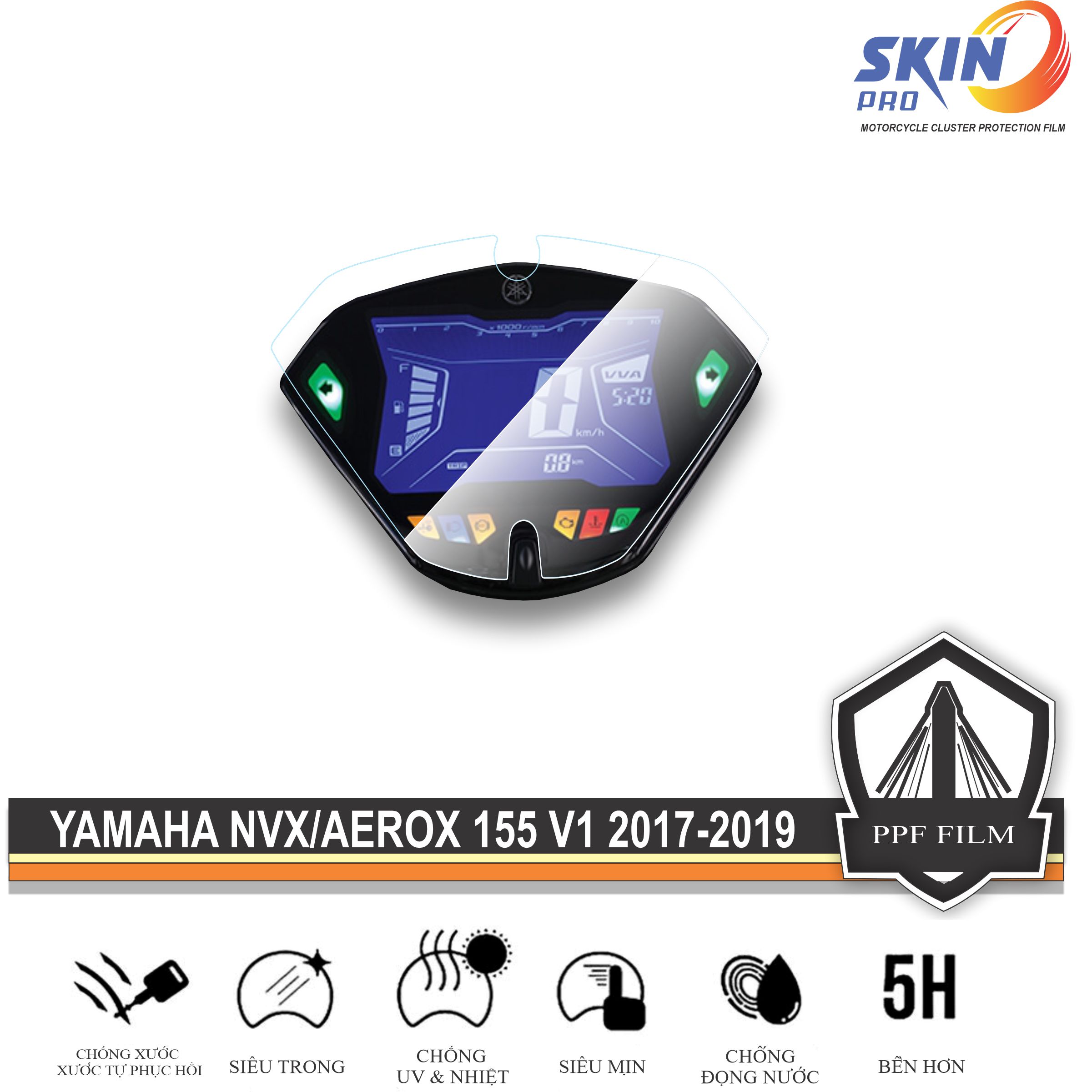 NVX V1 Miếng dán PPF bảo vệ và làm mới mặt đồng hồ NVX 155 V1 2017-2019 - PPF CAO CẤP - TỰ PHỤC HỒI XƯỚC