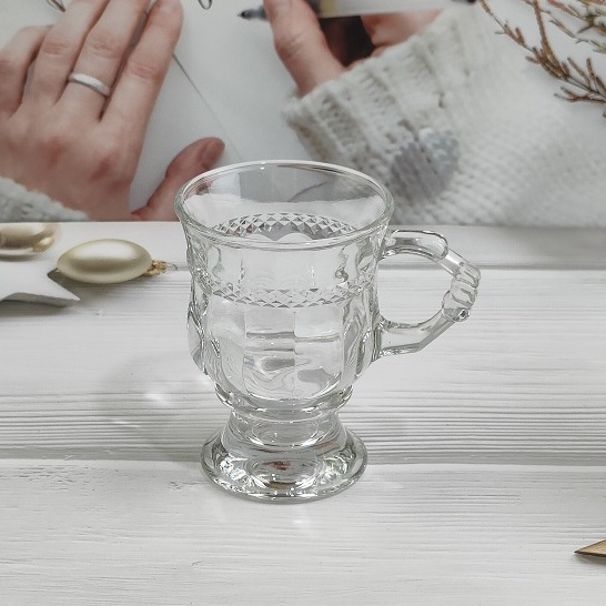 Ly Thuỷ Tinh Vintage Sang Trọng Có Quai Nhiều Màu Sắc Decor