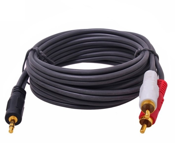 Cáp âm thanh dtech jack 3.5 ra 2 đầu bông sen av 10 mét dt-6214