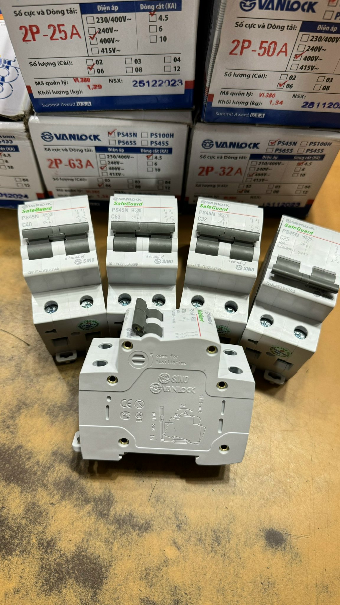 Aptomat đôi 2P 6A-63A Sino Vanlock PS45N Sino Vanlock