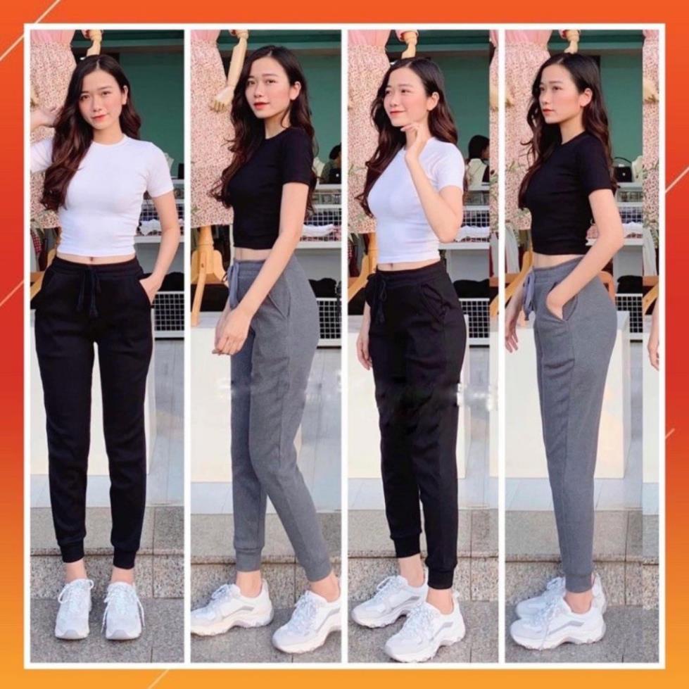 Quần jogger len tăm bo gấu nữ