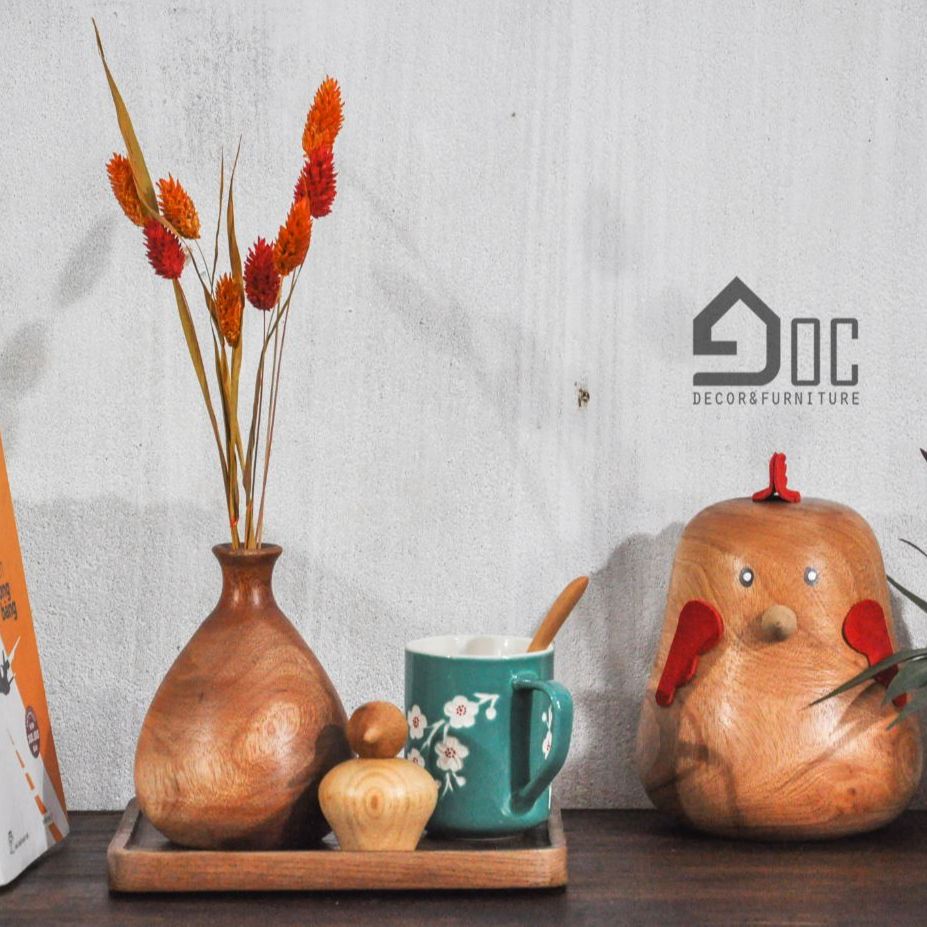 Bình Hoa Gỗ Thủ Công Mỹ Nghệ Cắm Hoa Giả Hoa Lụa Góc Decor