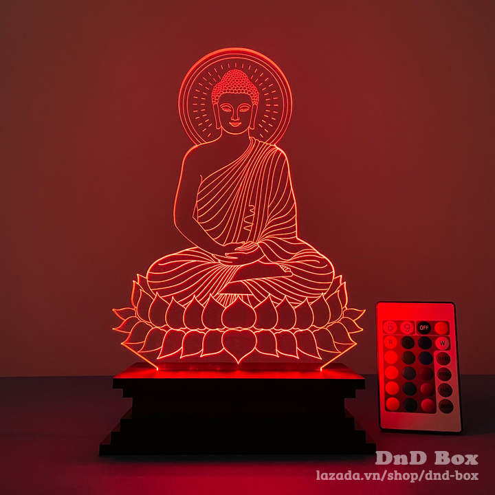 [HCM] Đèn led 3D hình Phật Thích Ca - Mẫu hình ngồi - DnD Box