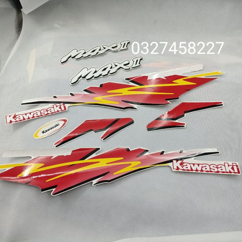 Bộ tem dán xe Max Kawasaki màu đỏ