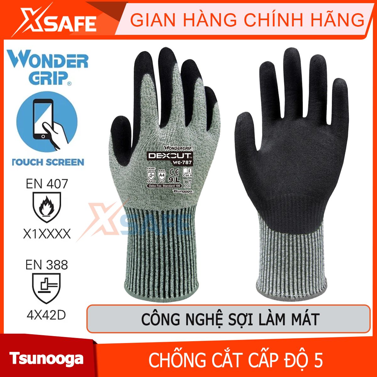 Wonder grip wg-cycle nitrile coated anti-cut gloves, EN 388: Europe 2016 standard, strong adhesion in humid conditions, oily, EN 407 standard heat resistant work gloves-xsafe