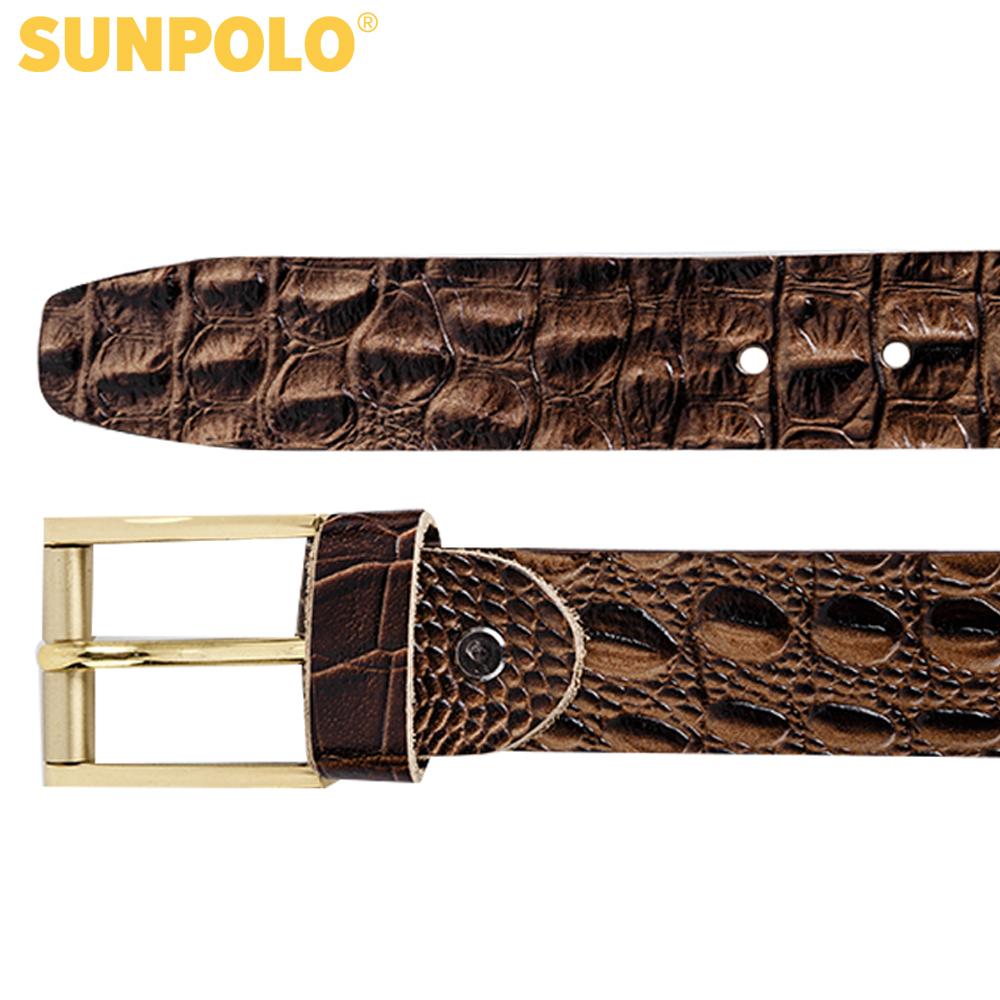 Thắt Lưng Nam Da Bò SunPoLo BS07N (Nâu sậm)