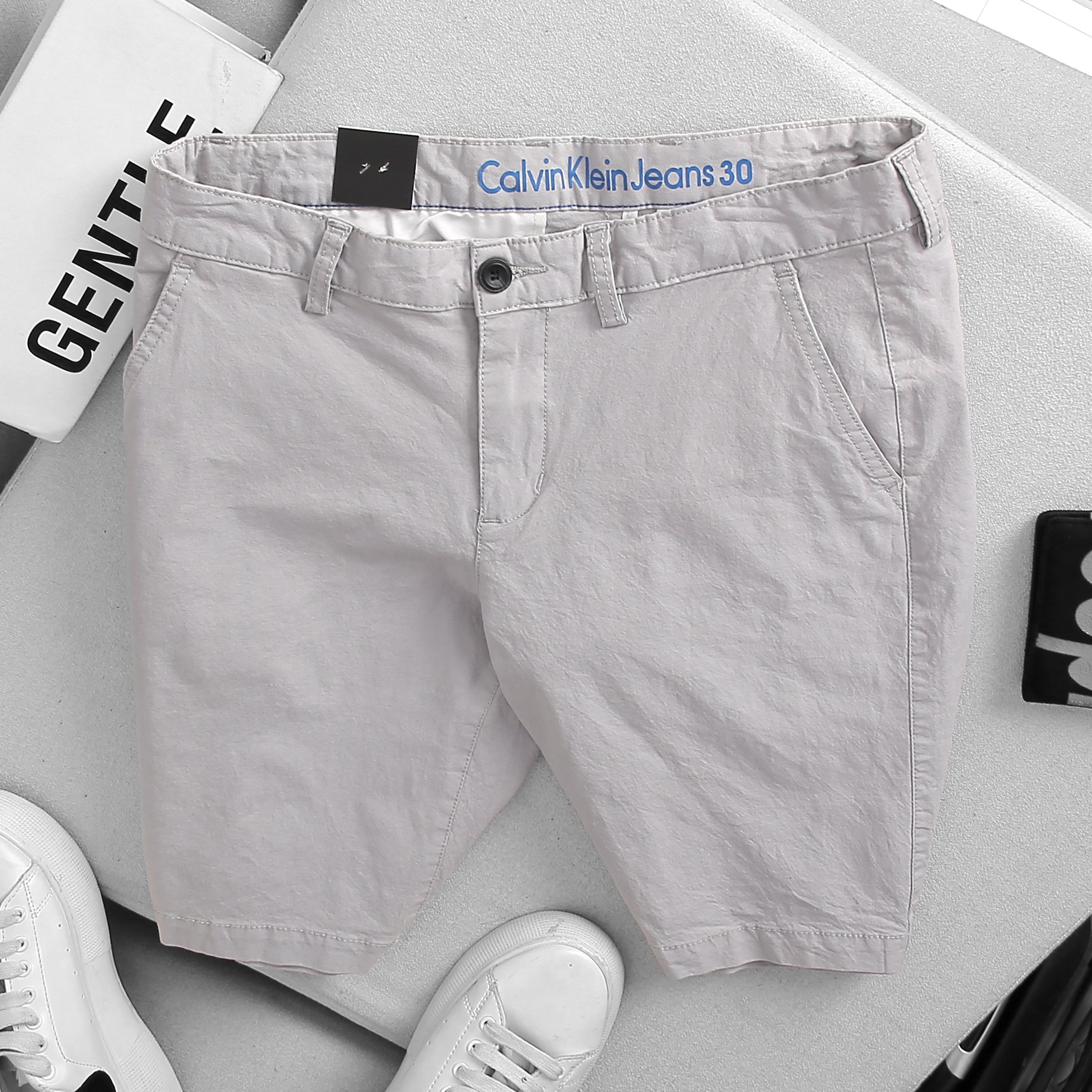 Quần Short CK Linen Nam - Nâu Kaki
