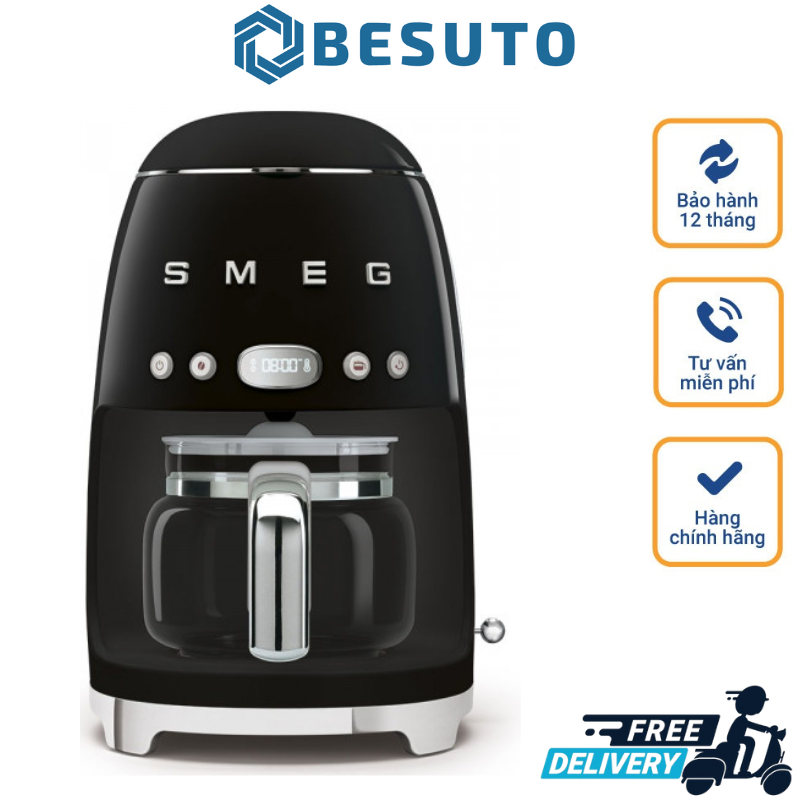 Smeg DFC02PBEU, Drip Coffee Machine, Auto-Start Mode, Reuseable Filter, Digital Display, Anti-Drip System, Aroma Intensity Option, 1.4 Litre Tank