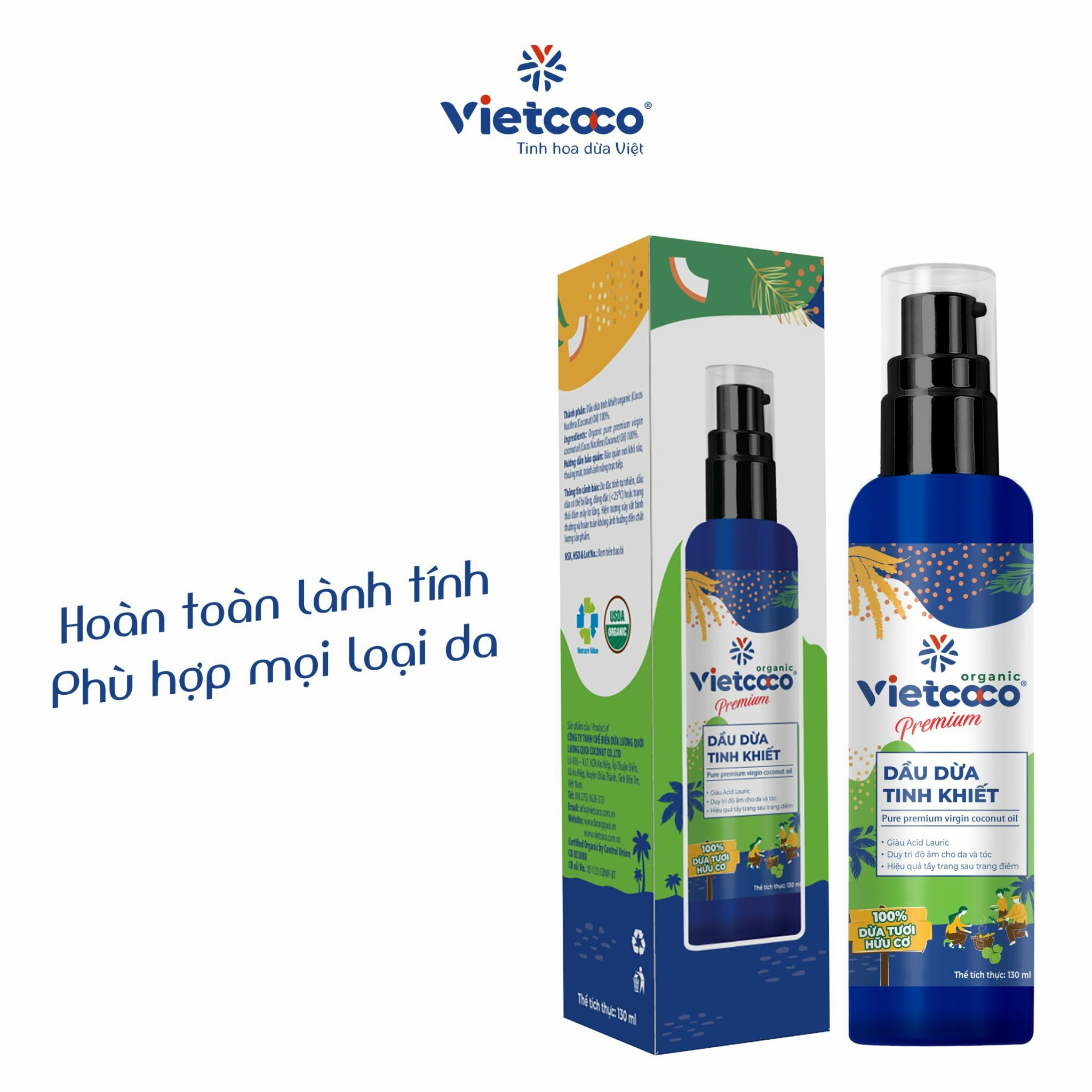 DẦU DỪA TINH KHIẾT VIETCOCO 130ML VÒI XỊT ORGANIC