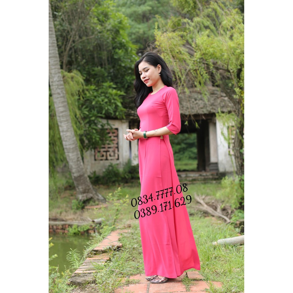 Áo Dài Trơn Màu Hồng Sen - Cực Hot