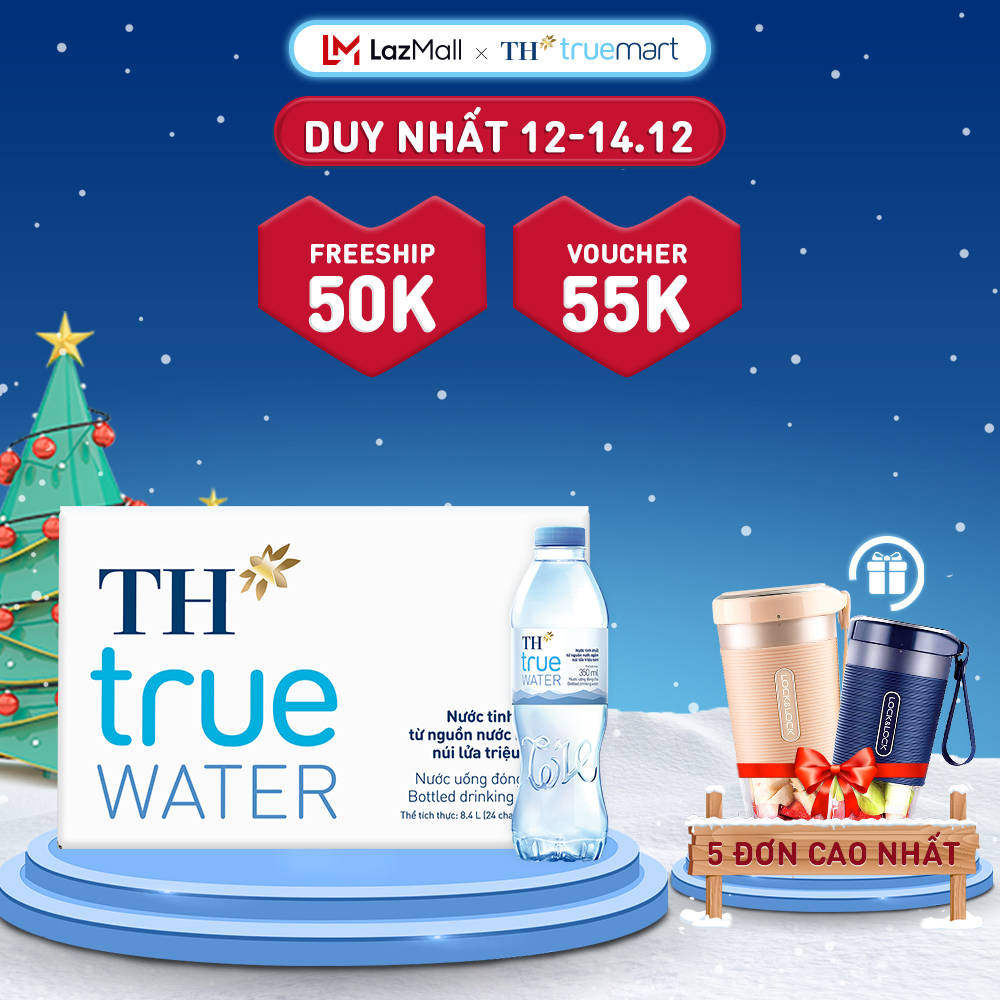 Thùng 24 chai nước tinh khiết TH True Water 350ml (350ml x 24)