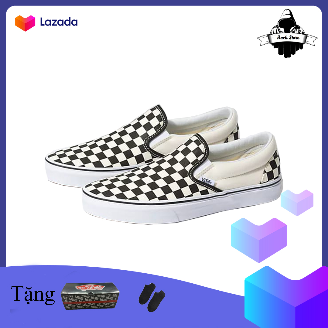 [HCM][ Tặng Box + Vớ ] Giày lười thời trang nam nữ Vans-Slip-On-Chekerboard
