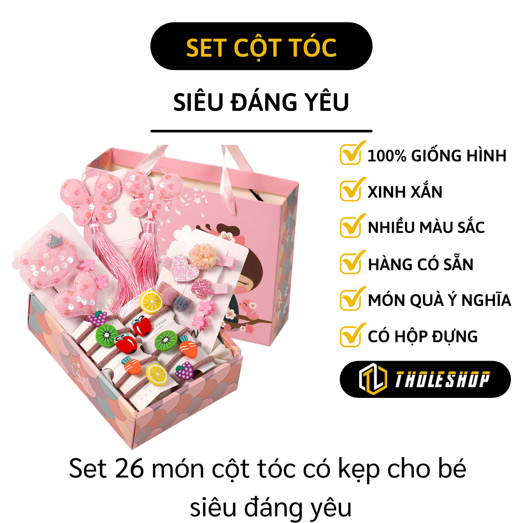 Bộ kẹp tóc buộc tóc cho bé - Set 26 món cột tóc có kẹp cho bé bộ dụng cụ cột tóc kẹp tóc cho bé và cả bạn nữ - Phụ kiện tóc bé gái - Kẹp tóc xinh xắn dễ thương phong cách Hàn Quốc cho bé yêu
