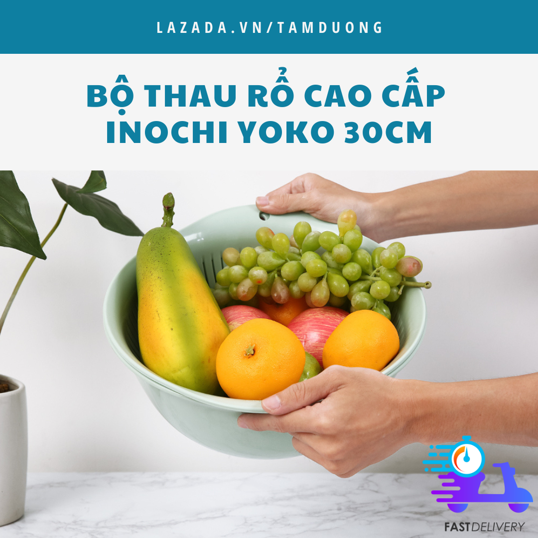 Bộ thau rổ cao cấp Inochi 30cm (phong cách tiêu chuẩn Nhật) [HCM-Giao hoả tốc 2h]