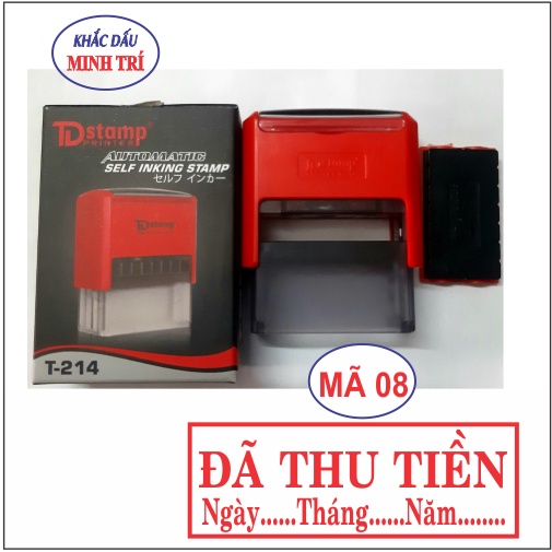 Khắc dấu tên, đã thu tiền, sao y... theo yêu cầu , dấu sẵn mực 1 hoặc 2 hàng dstamp t 214