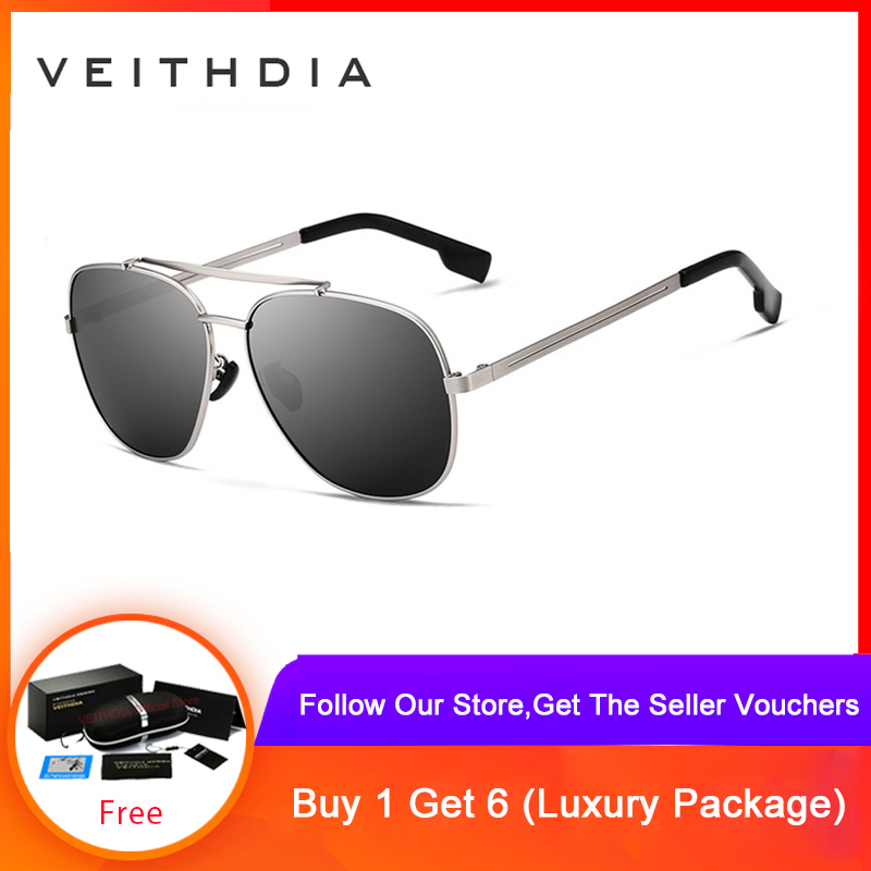 VEITHDIA Brand Stainless Steel Sunglasses Polarized UV400 Square Vintage  Eyewear Accessories for Men 2493