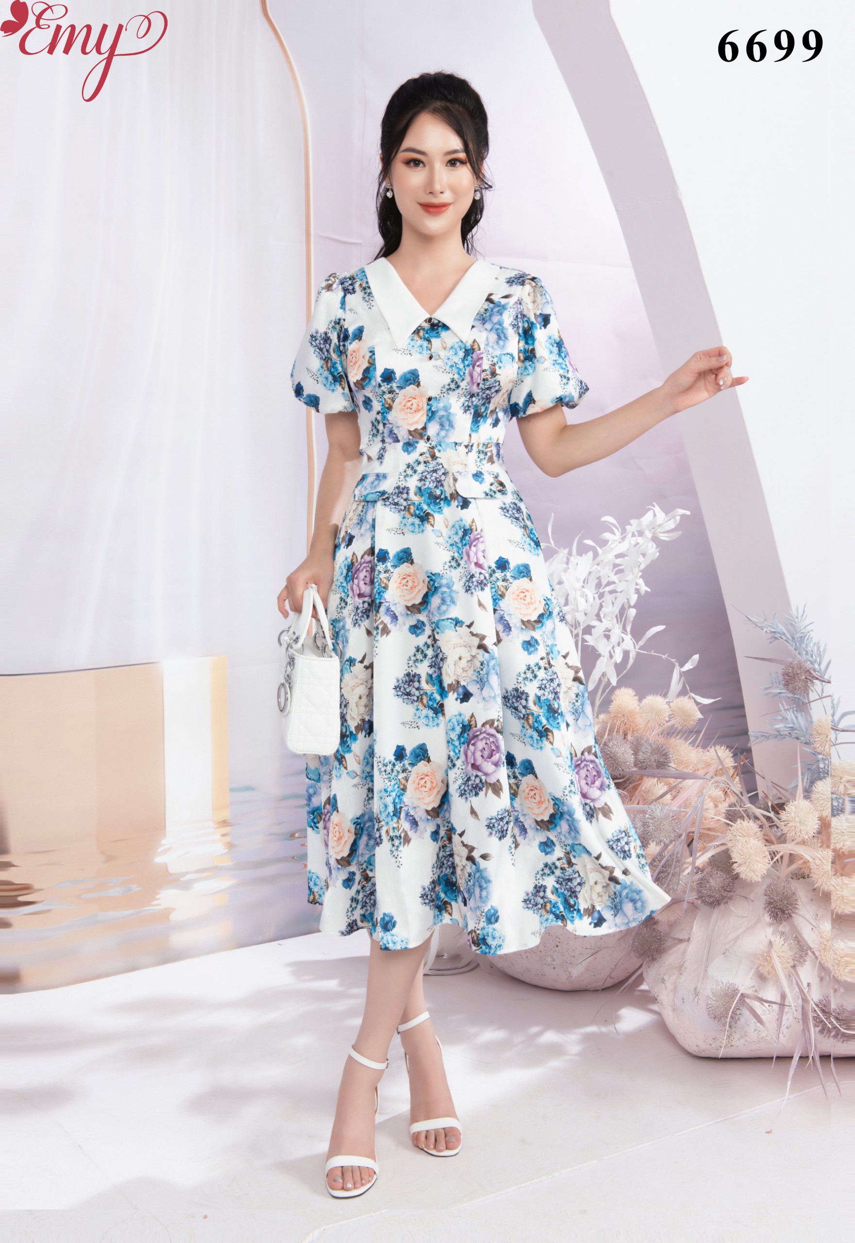 Đầm Xoè Midi Lụa Vân Hàn EM6699
