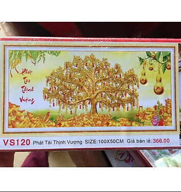 Tranh đính đá mẫu mới Giàu Sang Phú Quý-KT: 118x50