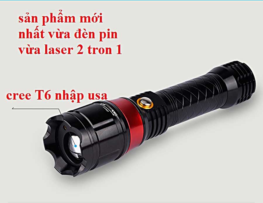 [HCM]Đèn Pin Laser Tia Đỏ 2 Trong 1