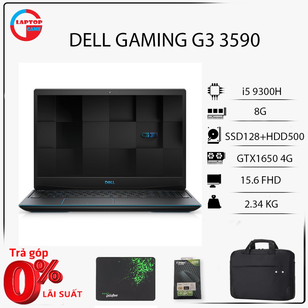 [mã 158elsale giảm 7% đơn 300k] laptop dell g3 15 3590 (core i5 9300h, vga gtx 1650 ,laptop cũ chơi game và đồ họa)