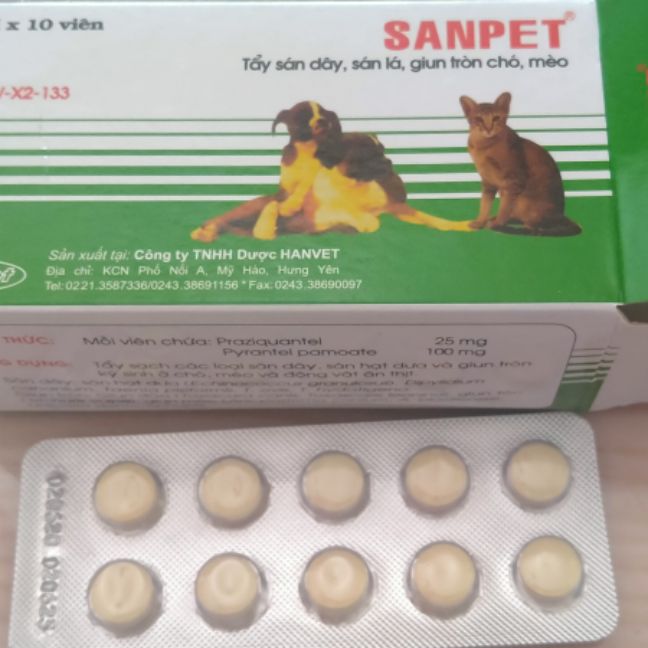 30viên xổ giun sán cho chó mèo gà dê cừu sanpet