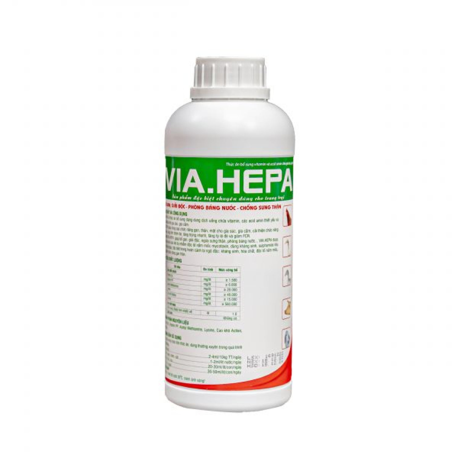 VIA.HEPA chai 1l - Bổ gan, giải độc, phòng tích nước, chống sưng thận dùng trong thú y