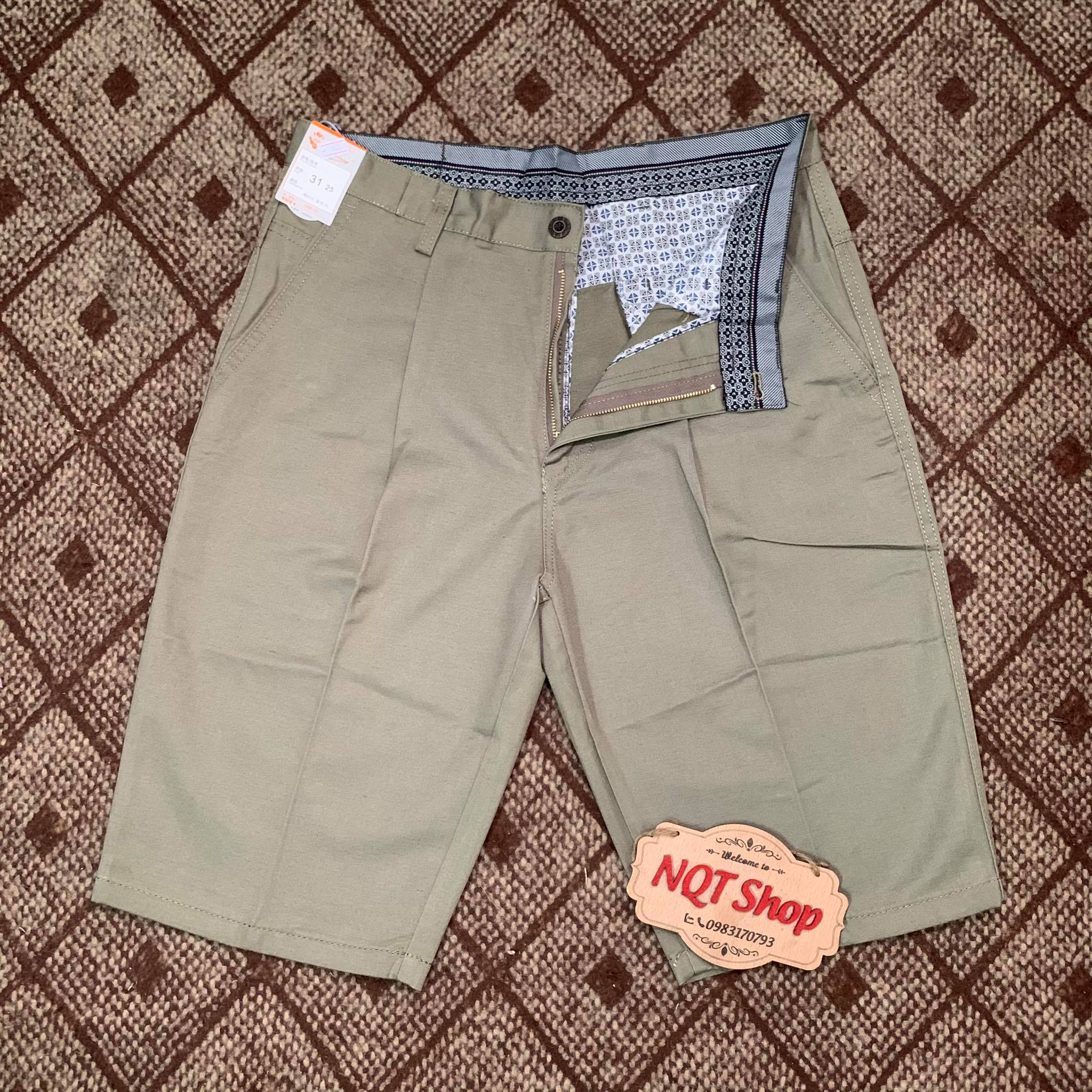 Quần Short Ngố Vải Thô Kaki Nam Trung Niên Cao Cấp