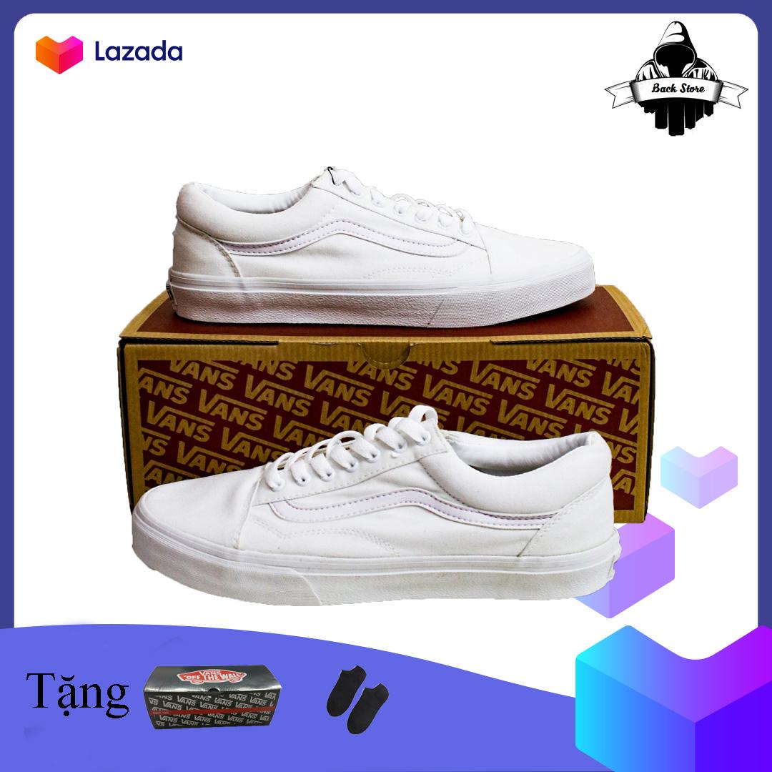 [ Tặng Box + Vớ ] Giày thể thao sneaker nam nữ Vans-Old-Skool Trắng