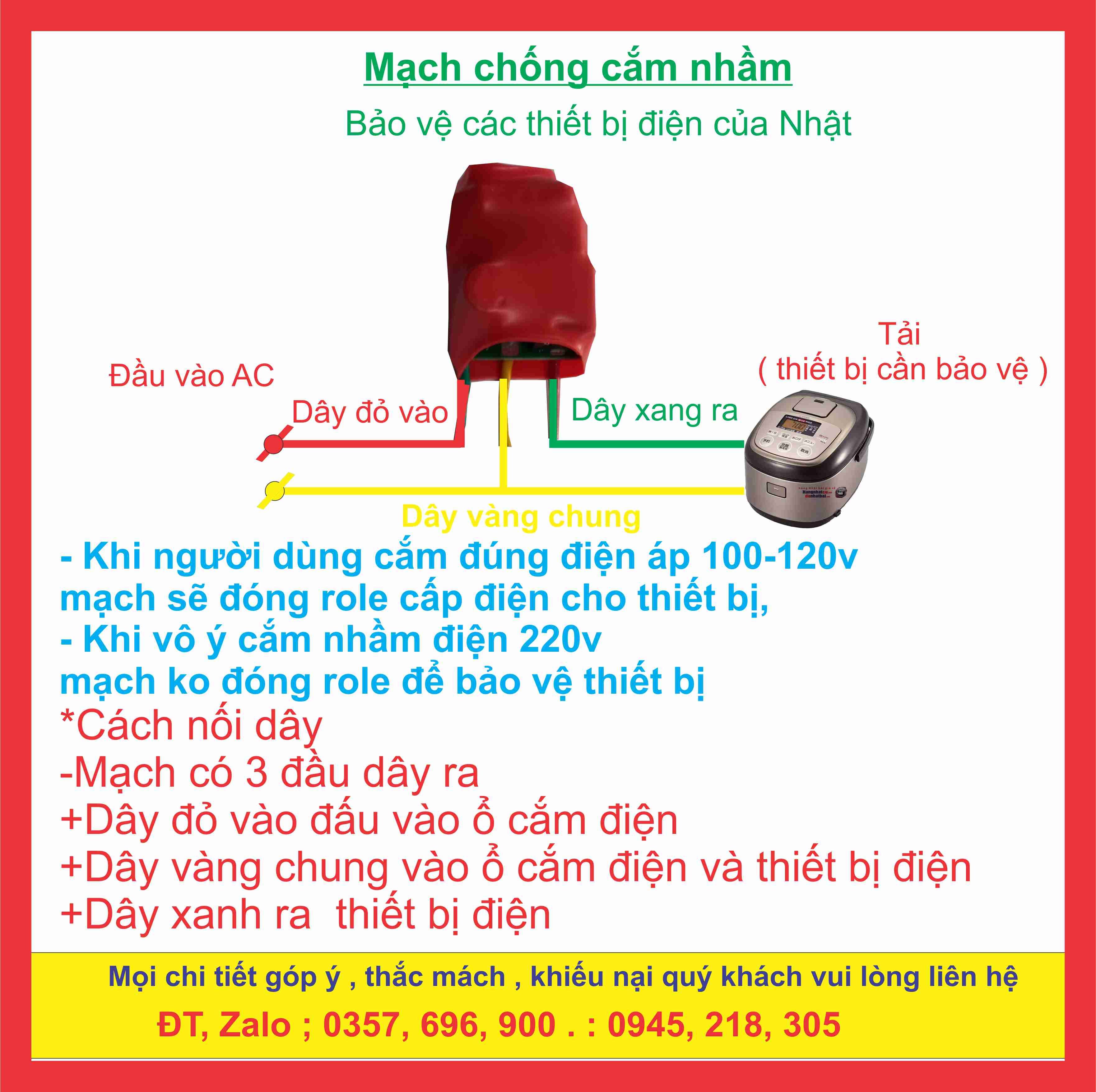 com bo 5 chống cắm nhầm điện 20a có còi báo