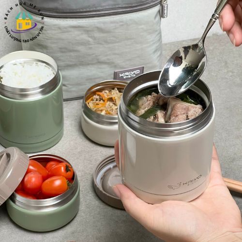 Bộ hộp cơm giữ nhiệt 5 món Kaiyo (4 hộp + 1 túi) - 1200ML