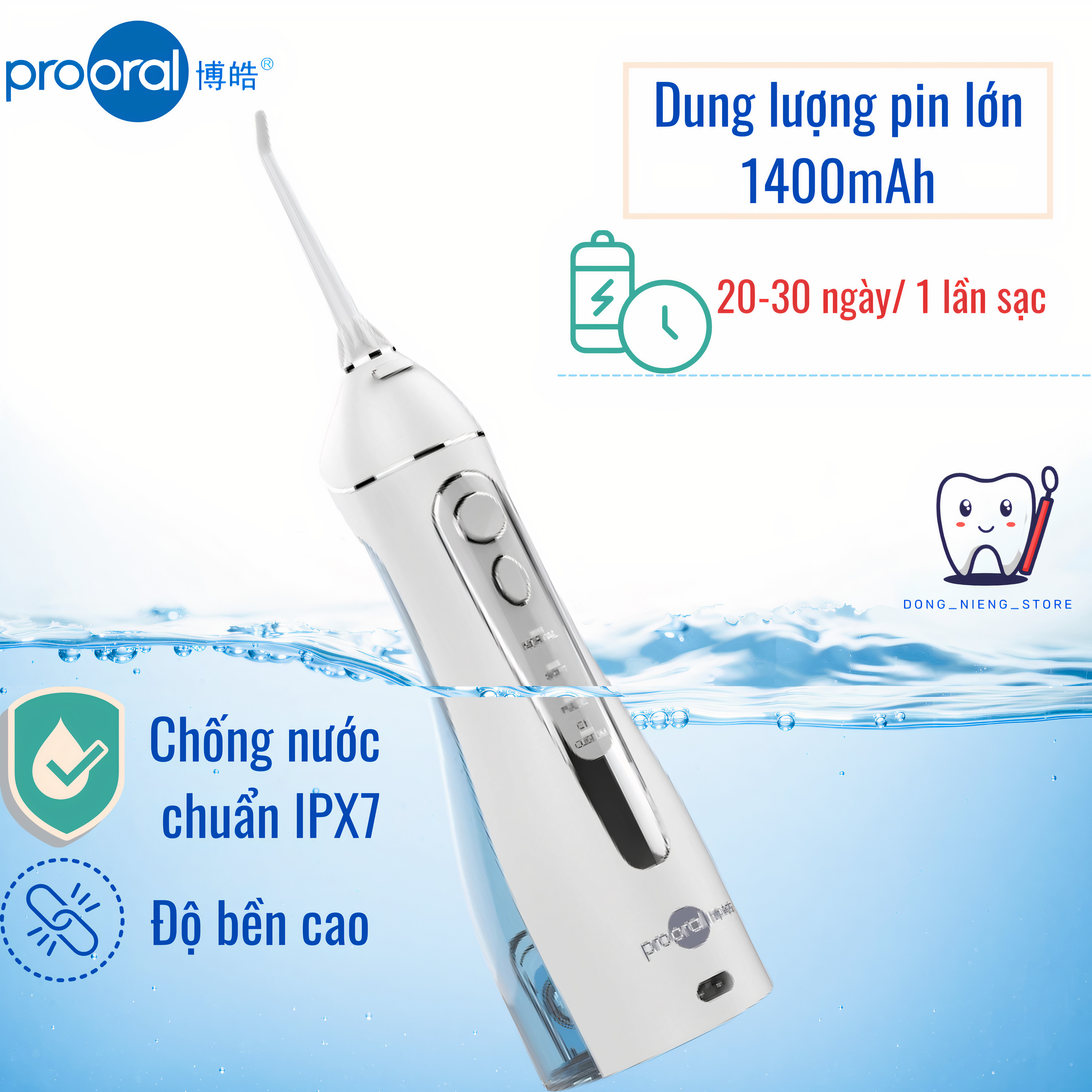 Máy Tăm Nước Prooral 5025 (nâng cấp của Prooral 5002) làm sạch răng miệng