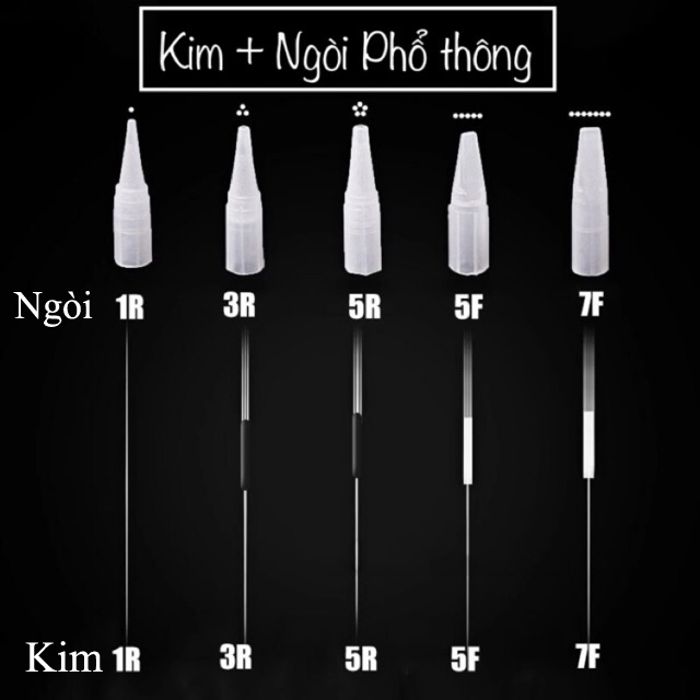 Kim xăm 1 dài + ngòi 1 phun xăm dành cho máy phổ thông - máy idm - máy rồng