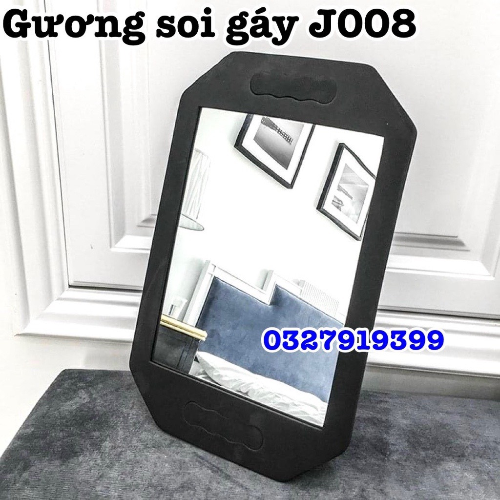 Barber Gương soi gáy J008 cao cấp 1 mặt hình chữ nhật tay cầm tiện lợi mặt sau xốp chống va đập kích thước 41x25,5 cm