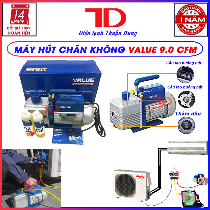 Máy hút chân không value 9.0 cfm - điện lạnh thuận dung