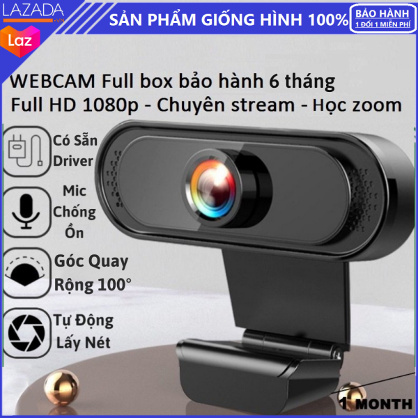 Webcam máy tính có mic full hd 1080p chống ngược sáng siêu nét, chống ồn tự động cho pc laptop - webcam livestream Bảo Hành 1 Năm 1 Đổi 1