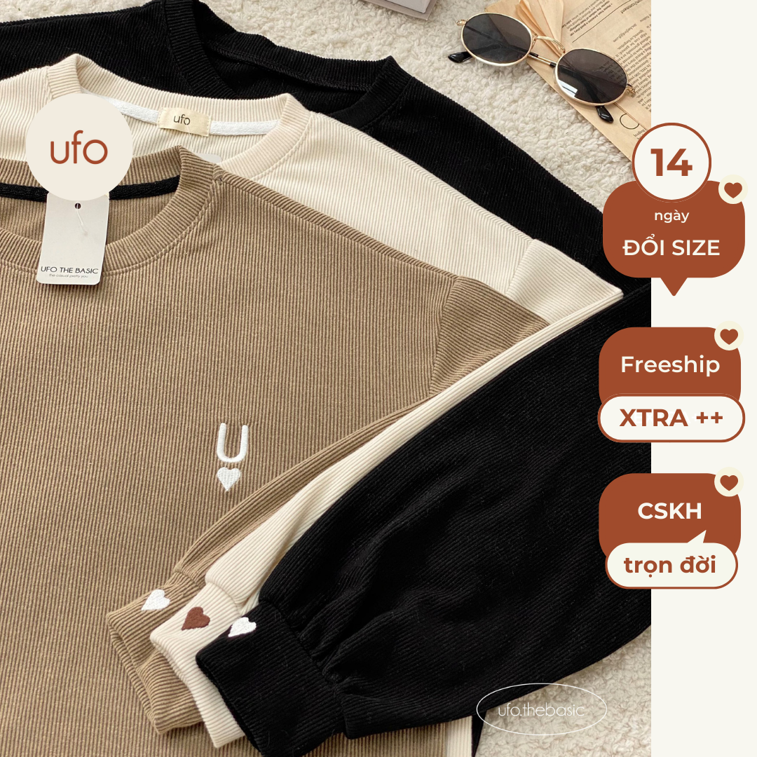[Nhập LAZLOOK99 GIẢM 100K/500K] Áo len tăm cổ tròn basic thêu tim - Daily Pullover - by ufo.thebasic
