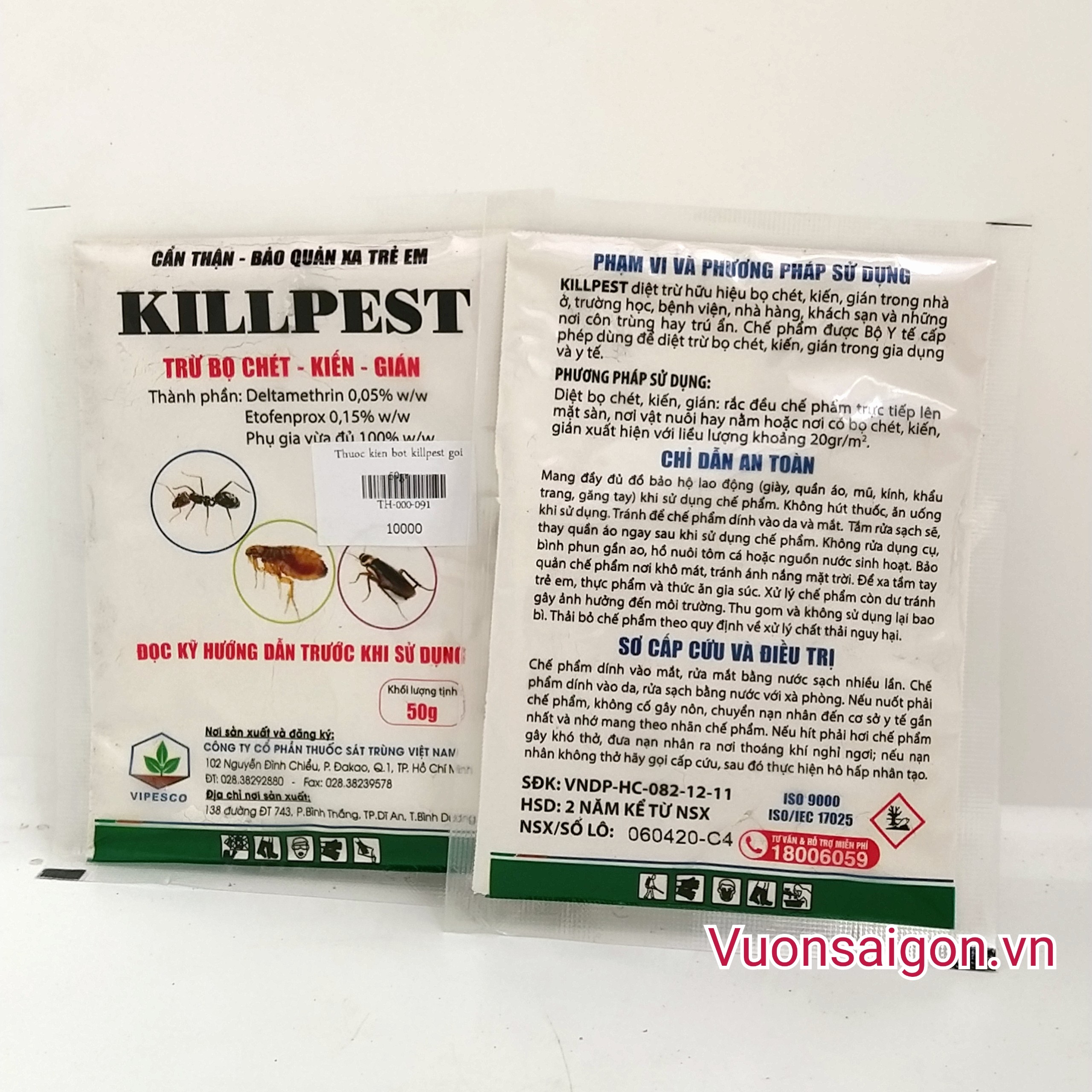 [HCM]THUỐC DIỆT BỌ CHÉT RẬN RỆP CHO CHÓ MÈO KILLPEST (gói 50g)