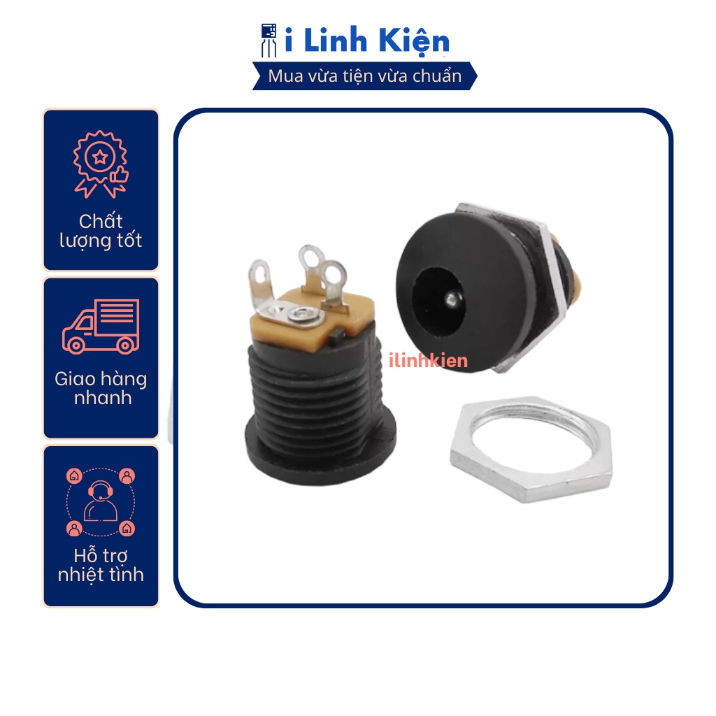 Jack nguồn DC cái 5.5x2.1mm tròn DC-022