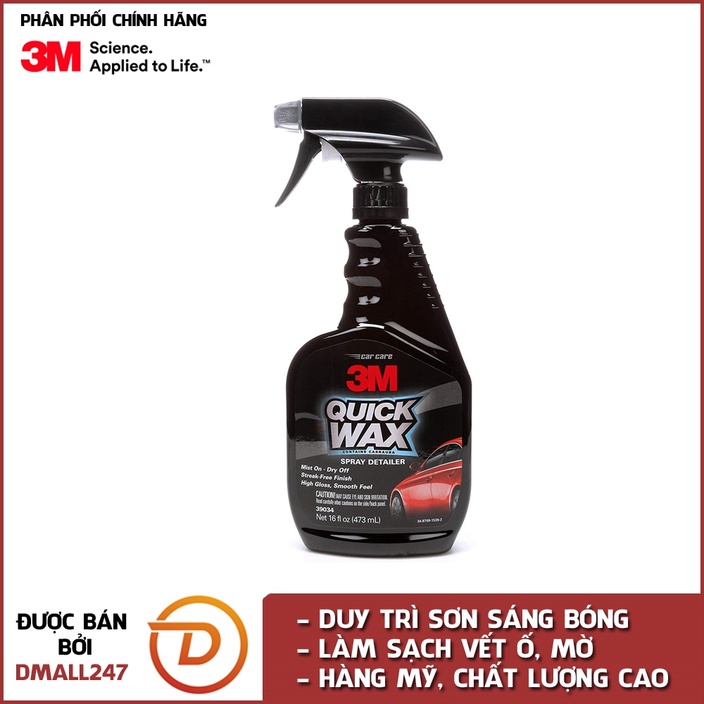 Chai xịt tăng độ bóng sơn ô tô 3M 39034 - Dmall247, chính hãng chăm sóc xe chuyên dụng