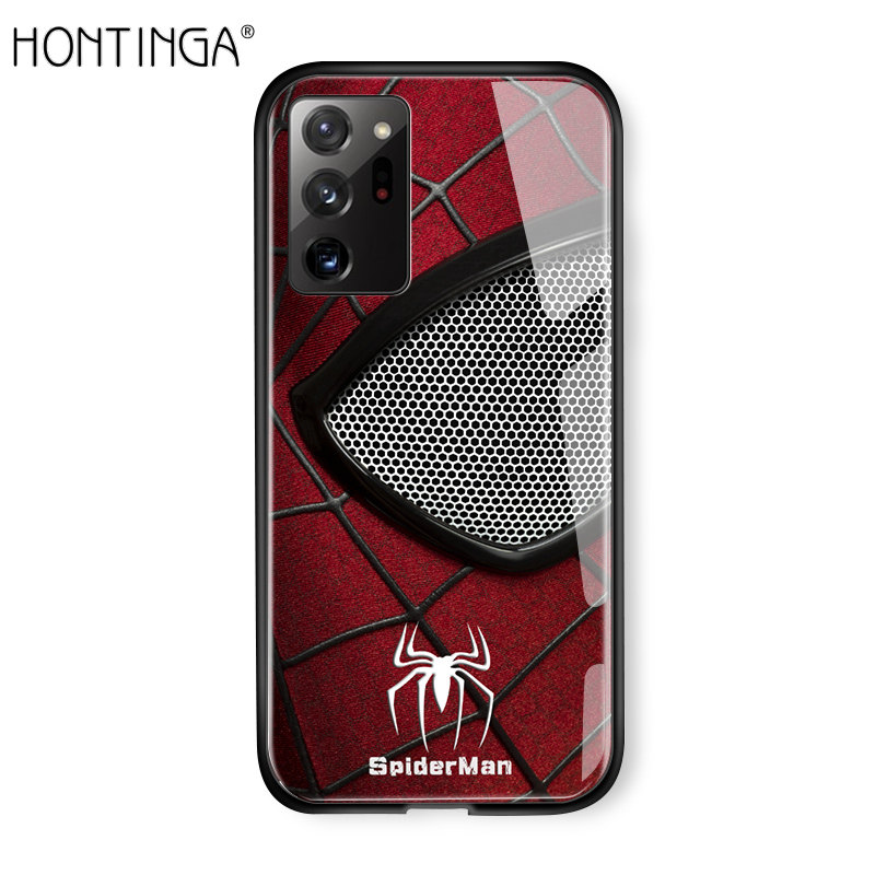 Hontinga Casing Case For Samsung Galaxy Note 20 Note20 Note20 Ultra Case Marvel Phone Case For boys The Superhero For man Cases Captain America Ironman Spiderman Tempered Glass Back Casing Cover Hard Case