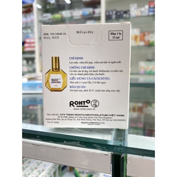 dung dịch rửa mắt rohto antibacterial 13ml Date mới