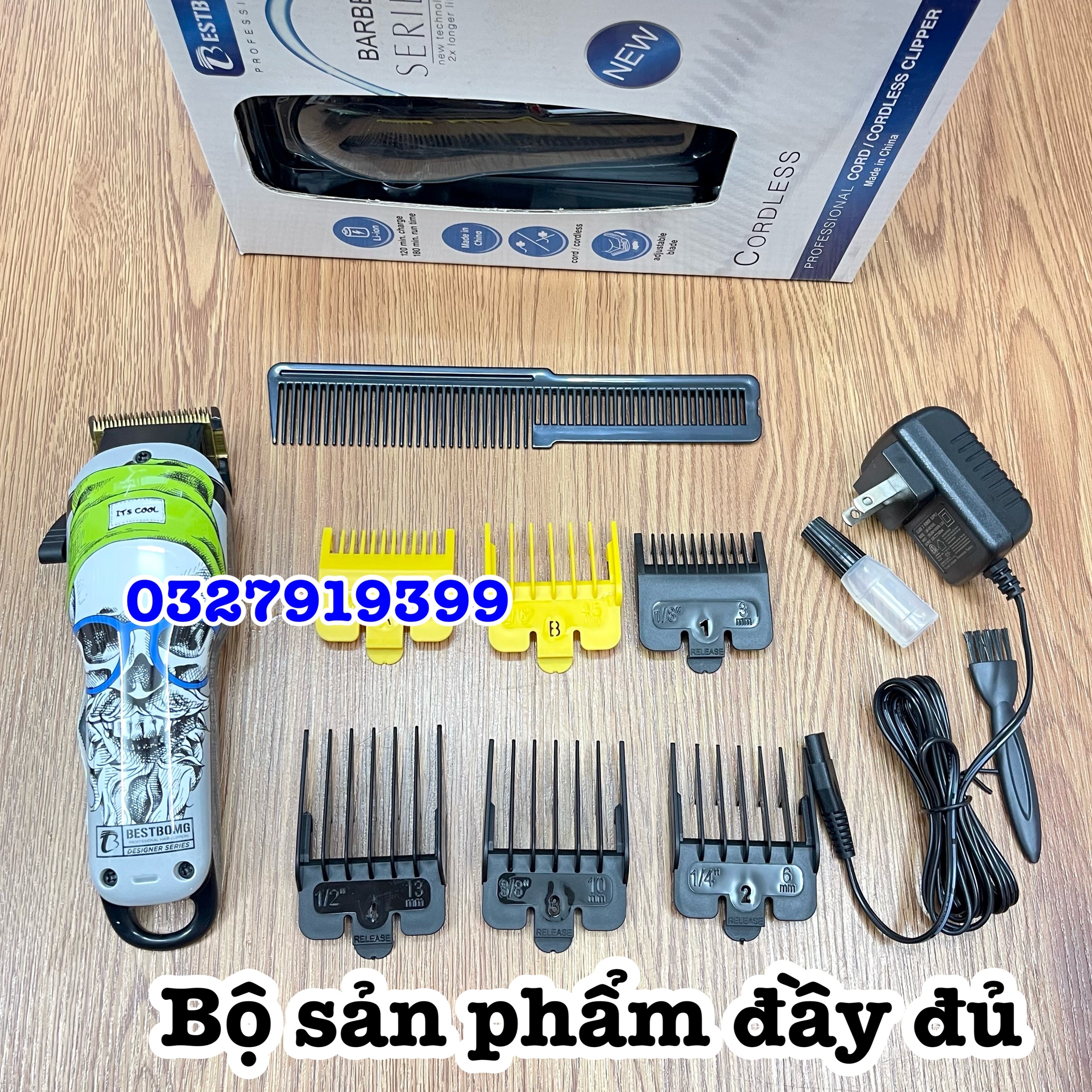 Tông đơ cắt tóc BESTBOMG cao cấp - tăng tốc bộ 8 cữ