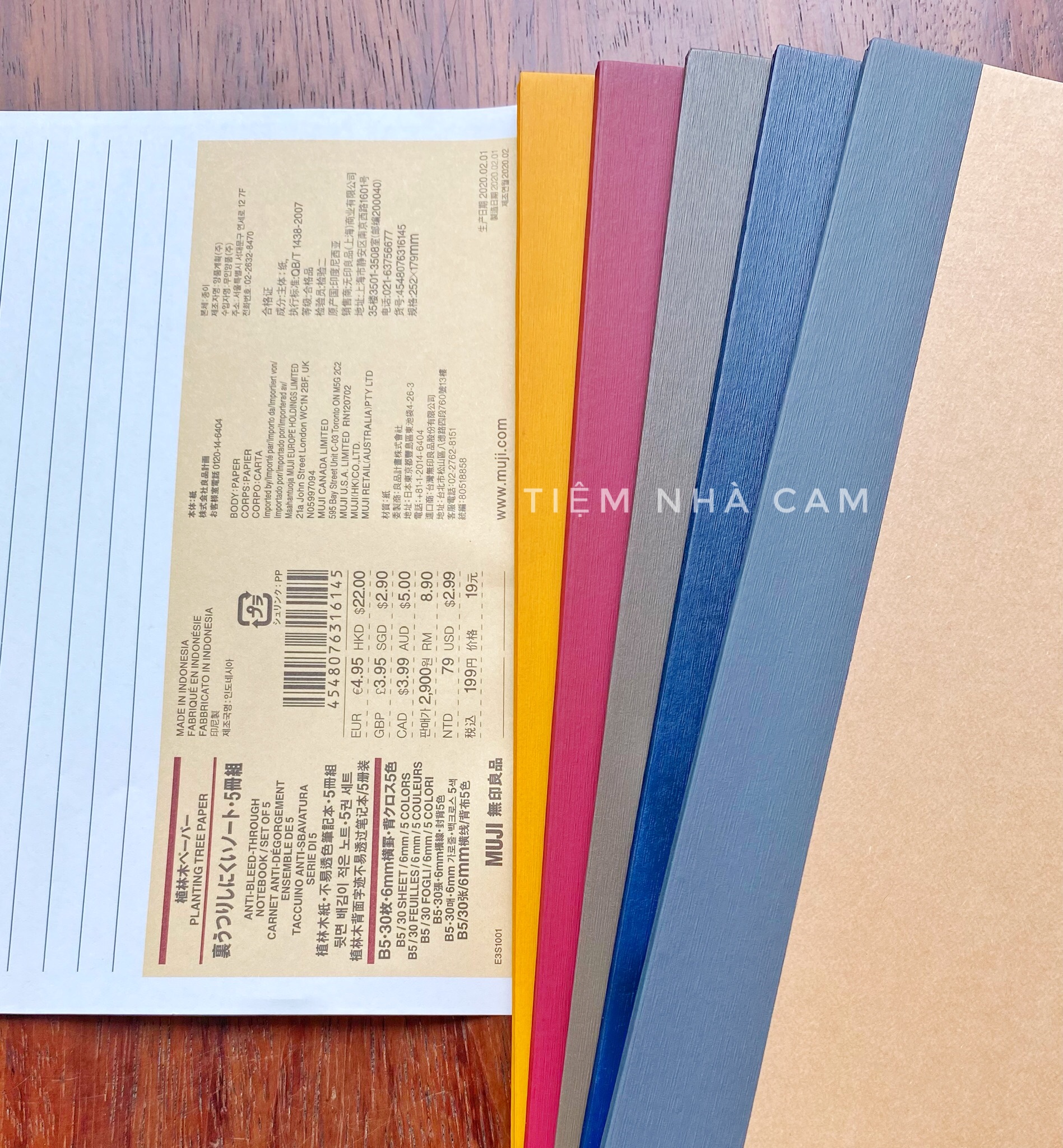 SET SỔ 5 CUỐN B5 30TỜ (60TRANG) MUJI