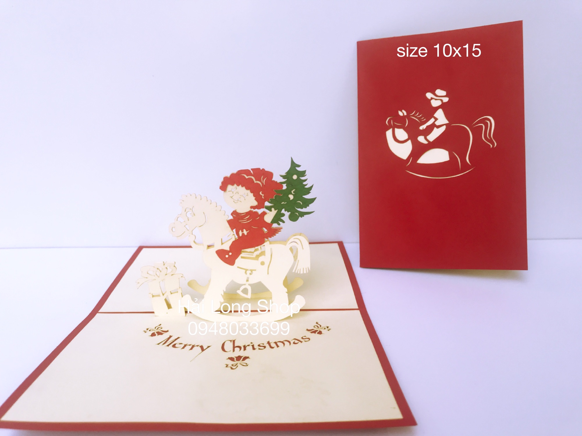 Bé cưỡi Ngựa - Noel - Thiệp 3D