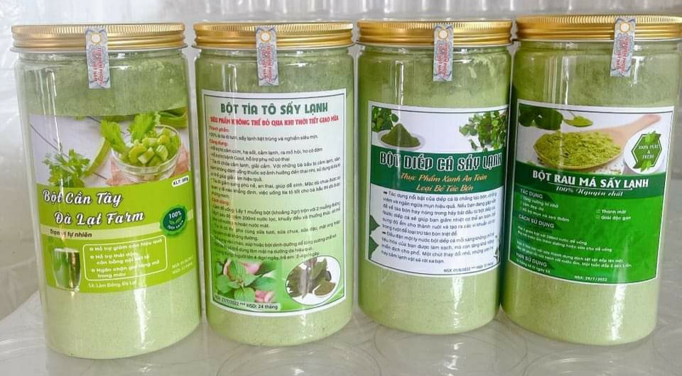 COMBO BỘT CẦN TÂY, RAU MÁ, TÍA TÔ, DIẾP CÁ SẤY LẠNH NGUYÊN CHẤT