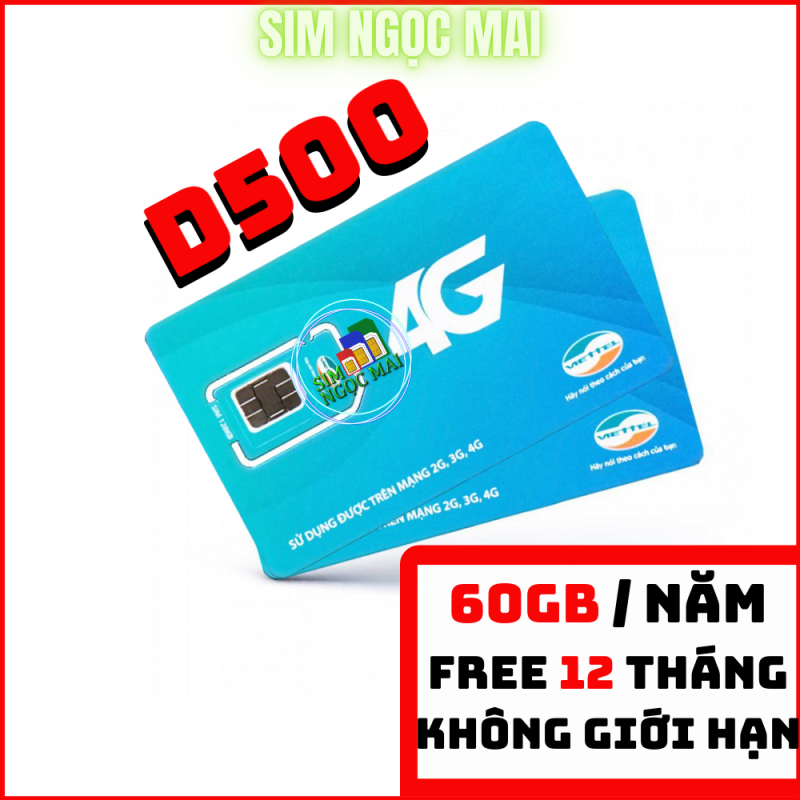 Sim 4G Viettel D500 Trọn Gói 1 Năm 4GB/THÁNG - SIM VIETTEL D500
