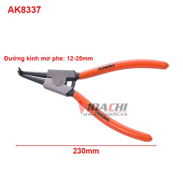 Kìm mở phe mỏ cong Asaki AK8337 - 9in - 1 cái