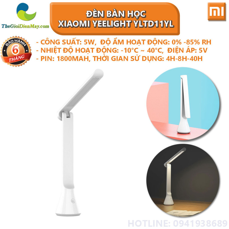 Đèn bàn học Xiaomi Yeelight YLTD11YL thời lượng pin tối đa lên đến 40h - Bảo hành 6 tháng - Shop Thế Giới Điện Máy